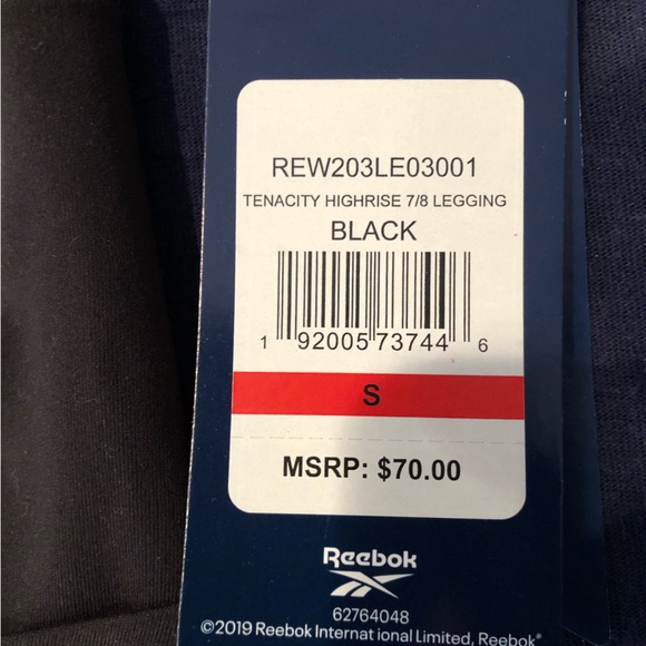 NWT Reebok black leggings w/pockets sz Small - Picture 5 of 5